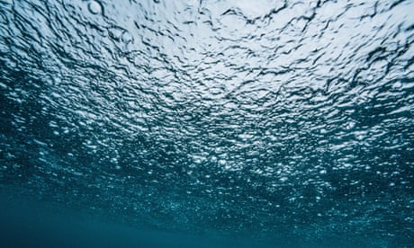 A view from under the surface of the Atlantic ocean