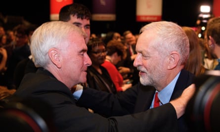 John McDonnell embraces Jeremy Corbyn