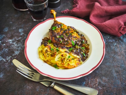 Confit duck on a plate