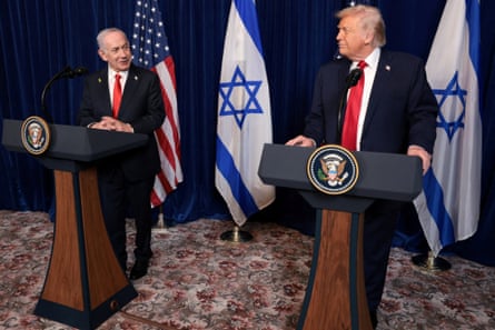 Donald Trump and Benjamin Netanyahu holding a press conference at Trump’s Mar-a-Lago club in Palm Beach, Florida, 29 December 2025.