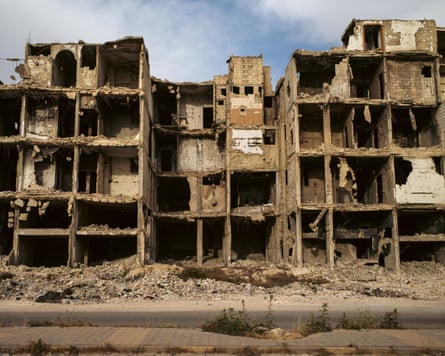 Bomb damaged apartment blocks