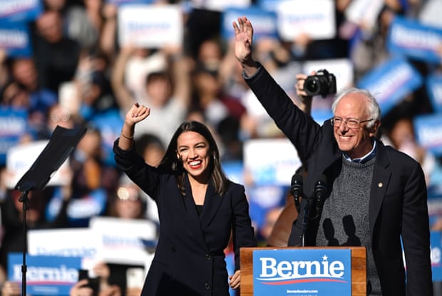 Alexandria Ocasio-Cortez and Bernie Sanders