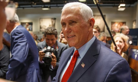 Mike Pence at St Anselm College in Manchester, New Hampshire Wednesday.
