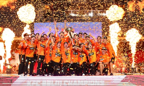 The Perth Scorchers celebrate winning the men’s Big Bash League final