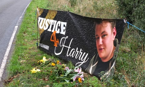 A roadside tribute at the site where Harry Dunn died