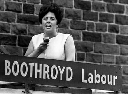 Betty Boothroyd campaigning as the Labour candidate during the Nelson and Colne byelection of 1968.