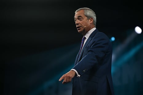 Nigel Farage delivers a speech at the annual Reform UK party conference at the Exhibition Centre in Birmingham.