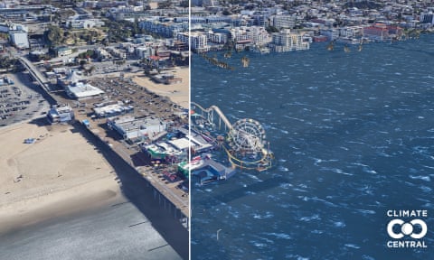 Projected sea level rise in Santa Monica Pier, California