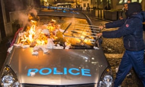 Police car set on fire