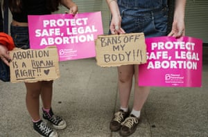 Two young pro-choice protesters outside the Federal Courthouse in Downtown Nashville.