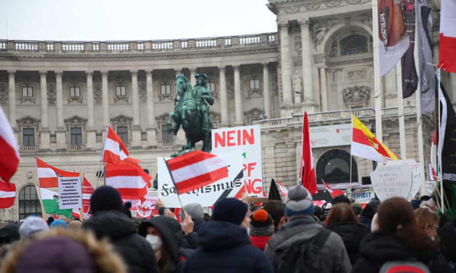 flags and poster saying 'nein'