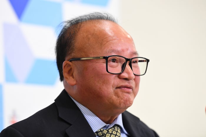 Oceania Federation of Chinese Organisations president Sunny Duong speaks to media in 2020.