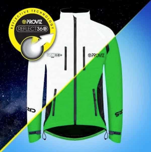 An image showing the reflective quality of the Reflect 360 CRS Plus cycling jacket.
