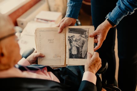 Edgar Feuchtwanger with one of his primary school exercise books.