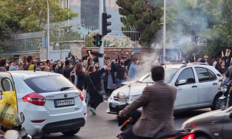 A protest in Tehran following the death of Mahsa Amini in September.
