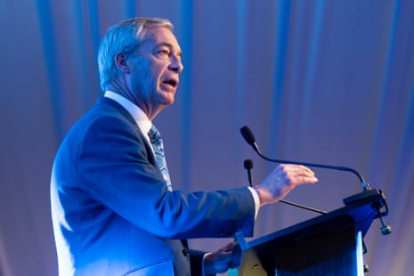 Nigel Farage at the Reform UK Scotland manifesto launch at Ingliston Country Club & Hotel in Bishopton.