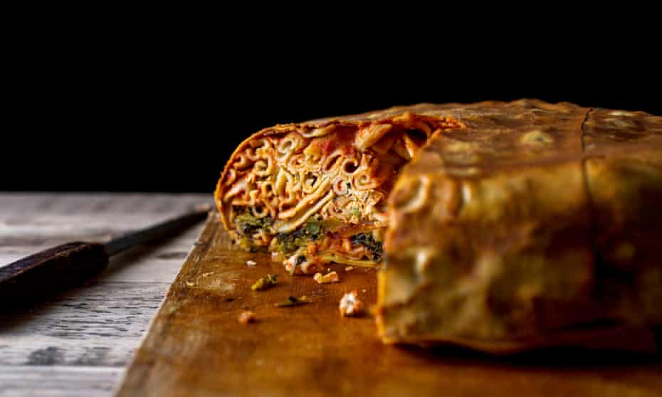 A modern, less laborious, version of a timpano, in New York.<br>