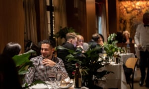 Diners eat at the Leopard at des Artistes restaurant during Valentine’s Day in Manhattan, New York City, 14 February 2021.