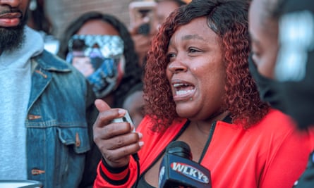 Tamika Palmer, mother of Breonna Taylor, speaks to a crowd of protesters during a Louisville rally last week.