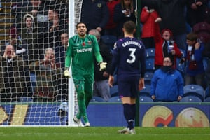 West Ham’s Roberto apologises to team mates following the second goal.
