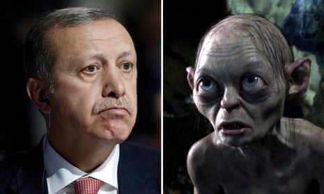 Bilgin Çiftçi compared Erdoğan (left) to Gollum.