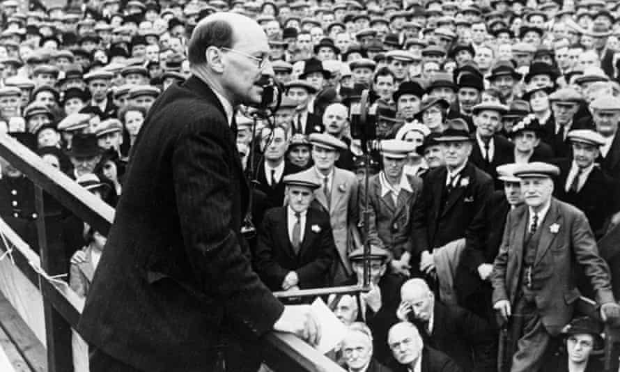 Clement Attlee addresses a political rally in July 1938
