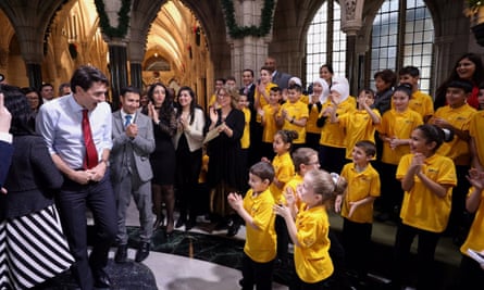 Justin Trudeau with the choir.