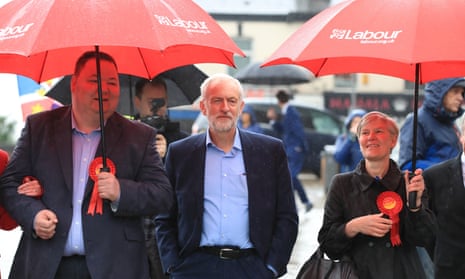 Jeremy Corbyn visiting Trafford in Greater Manchester