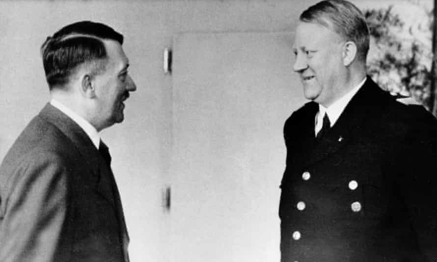 Adolf Hitler at Palace Klessheim near Salzburg, in conversation with Norwegian prime minister Vidkun Quisling, April 1943.