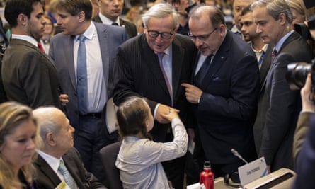 Greta Thunberg shakes Jean-Claude Juncker’s hand