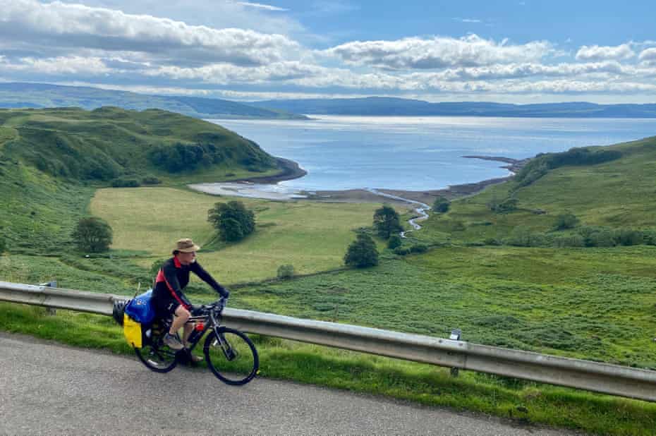 Kevin bikepacking along the shore of Ardnamurchan, the Highlands, Scotland.