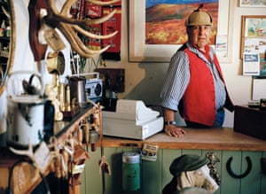 Richard Growden at his shop in Porlock, near, Minehead, selling antlers and pet supplies