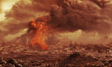 Artist’s impression of an active volcano on Venus. The Akatsuki mission could answer longstanding questions, such as whether the planet has volcanic activity.