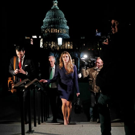 The White House communications director, Hope Hicks, leaves the US Capitol