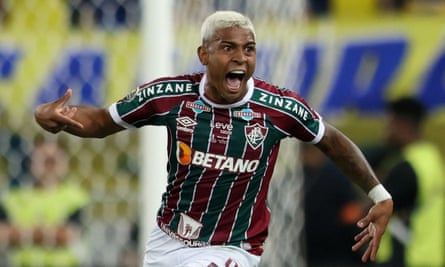 John Kennedy celebrates after scoring what proved to be the winner for Fluminense.