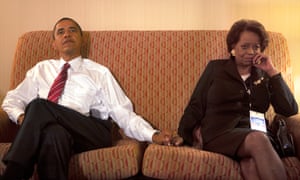 Barack Obama with his mother-in-law, Marian Robinson, on election night 2008