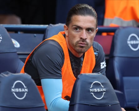 Jack Grealish on the bench at Manchester City