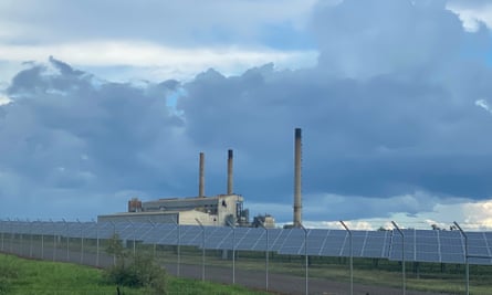 Solar panels and chimneys at Collinsville