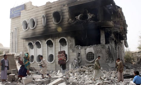 A damaged building in Sana’a, Yemen, which has been the subject of a Saudi bombing campaign.