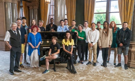 Ready to play … All contributors in the ‘reveal room’.