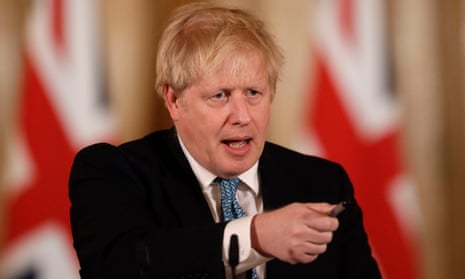 Boris Johnson during a Covid briefing in March 2020