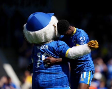 Matchwinner Josh Neufville gets the full Womble at the final whistle.
