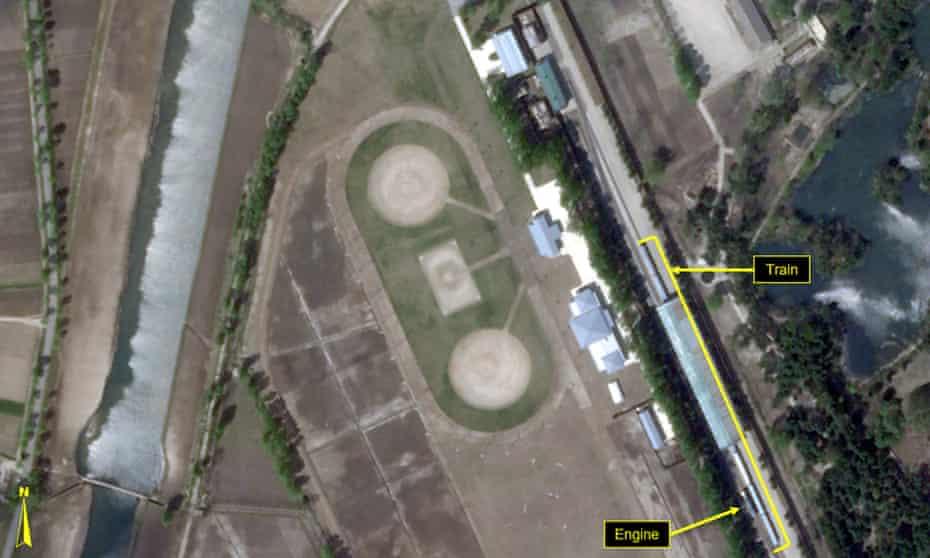 A special train possibly belonging to Kim Jong-un in a satellite image of Wonsan