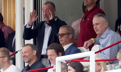 Nigel Farage watches the Ashes Test match at Lord’s cricket ground from behind sunglasses
