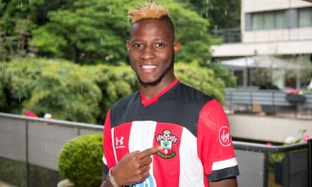 Moussa Djenepo of Southampton poses for a photo during his unveiling.