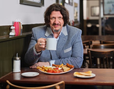 Jay Rayner enjoys his No 5 breakfast of egg, bacon, sausage, chips, fried slice and tomato at the Hope cafe.