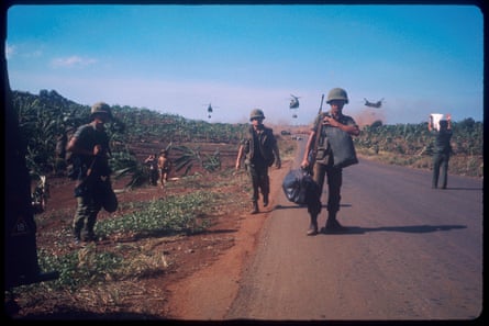 US Marines preparing the evacuation of civilians in south Vietnam during the fall of Saigon in April 1975.