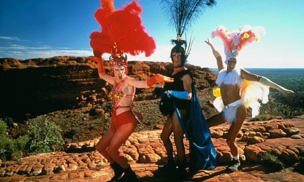 Hugo Weaving, Terenece Stamp and Guy Pearce in The Adventures of Priscilla, Queen of the Desert.