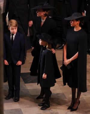 Prince George, the Princess of Wales, Princess Charlotte and the Duchess of Sussex at Westminster Abbey