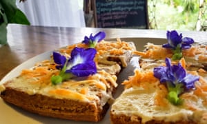 Food on a table at the Bali Silent Retreat, Bali